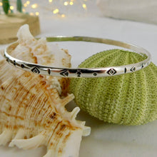 Load image into Gallery viewer, Made To Order Aztec Stamped Sterling Silver Bangle
