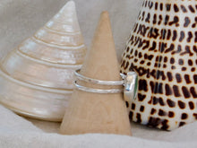 Load image into Gallery viewer, Aqua Sea Glass Double Sterling Silver Ring
