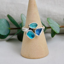 Load image into Gallery viewer, Triple Sea Glass Sterling Silver Cuff Ring
