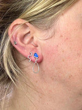 Load image into Gallery viewer, Bright Blue Sea Glass Sterling Silver Stud Dangles
