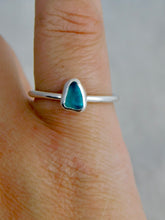Load image into Gallery viewer, Ready To Wear Teal Sea Glass Sterling Silver Stacking Ring
