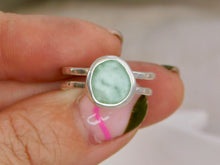 Load image into Gallery viewer, Aqua Sea Glass Double Sterling Silver Ring
