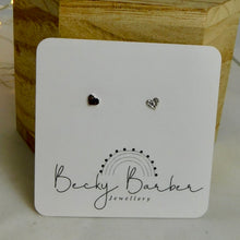 Load image into Gallery viewer, Hammered Heart Sterling Silver Studs

