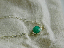 Load image into Gallery viewer, Emerald Sterling Silver Paperclip Chain Bracelet
