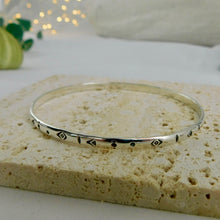 Load image into Gallery viewer, Made To Order Aztec Stamped Sterling Silver Bangle
