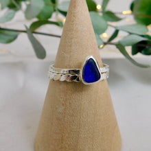 Load image into Gallery viewer, Ready To Wear Blue Sea Glass Stacking Ring
