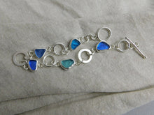 Load image into Gallery viewer, Multi Blues Sterling Silver Hoop Link Bracelet
