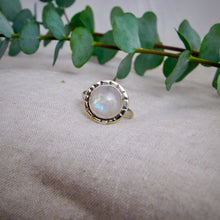 Load image into Gallery viewer, Rainbow Moonstone Oxidised Sterling Silver Ring
