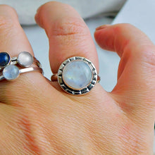 Load image into Gallery viewer, Rainbow Moonstone Oxidised Sterling Silver Ring
