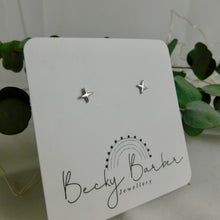 Load image into Gallery viewer, Four Point Star Sterling Silver Studs
