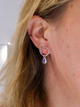 Load image into Gallery viewer, Cornflower Blue Sea Glass Sterling Silver Stud Dangles
