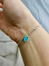 Load image into Gallery viewer, Blue Sea Glass Sterling Silver Paperclip Chain Bracelet

