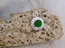 Load image into Gallery viewer, Olive Green Flower Sea Glass Sterling Silver Charm
