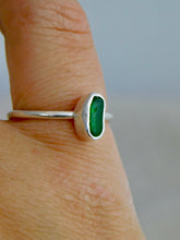 Load image into Gallery viewer, Ready To Wear Green Sea Glass Sterling Silver Stacking Ring
