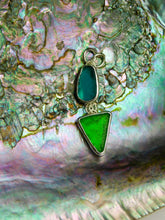 Load image into Gallery viewer, Jade and Green Sea Glass Sterling Silver Pendant

