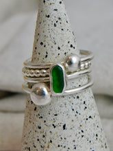 Load image into Gallery viewer, Ready To Wear Green Sea Glass Sterling Silver Stacking Ring
