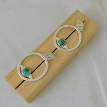 Load image into Gallery viewer, Aztec Sterling Silver Studs with Turquoise Oval Ear Jackets
