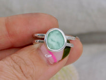 Load image into Gallery viewer, Aqua Sea Glass Double Sterling Silver Ring
