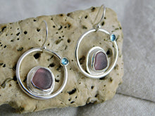 Load image into Gallery viewer, Mauve Sea Glass Sterling Silver Dangles
