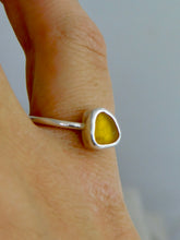 Load image into Gallery viewer, Ready To Wear Yellow Sea Glass Sterling Silver Stacking Ring
