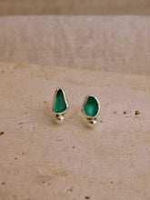 Load image into Gallery viewer, Teal Sea Glass Sterling Silver Studs

