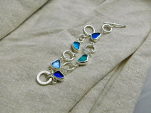 Load image into Gallery viewer, Multi Blues Sterling Silver Hoop Link Bracelet

