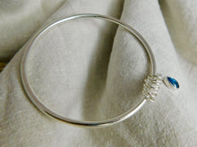 Load image into Gallery viewer, Chunky Kyanite Charm Sterling Silver Bangle
