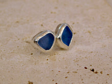 Load image into Gallery viewer, Blue Sea Glass Sterling Silver Studs
