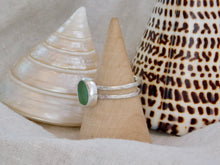 Load image into Gallery viewer, Aqua Sea Glass Double Sterling Silver Ring

