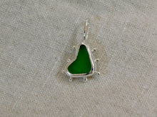 Load image into Gallery viewer, Bright Green Sea Glass Heart Sterling Silver Pendant
