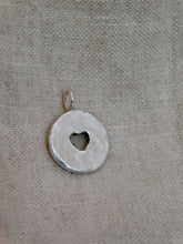 Load image into Gallery viewer, Chunky Hammered Cut Out Heart Disc Sterling Silver Charm
