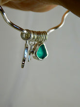 Load image into Gallery viewer, Wavy Sea Glass Charm Sterling Silver Bangle
