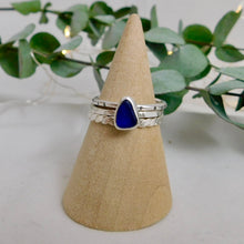 Load image into Gallery viewer, Ready To Wear Blue Sea Glass Stacking Ring
