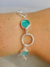 Load image into Gallery viewer, Statement Sea Glass Sterling Silver Hoop Link Bracelet
