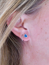 Load image into Gallery viewer, Blue Sea Glass Sterling Silver Studs
