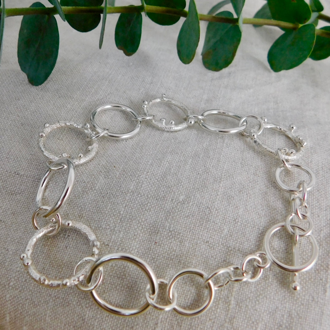 Sterling Silver Molten Hoop Link Bracelet