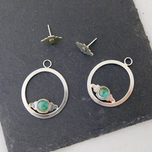 Load image into Gallery viewer, Aztec Sterling Silver Studs with Turquoise Oval Ear Jackets
