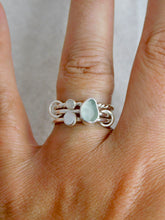 Load image into Gallery viewer, Aqua Sea Glass and Rainbow Moonstone Triple Sterling Silver Ring
