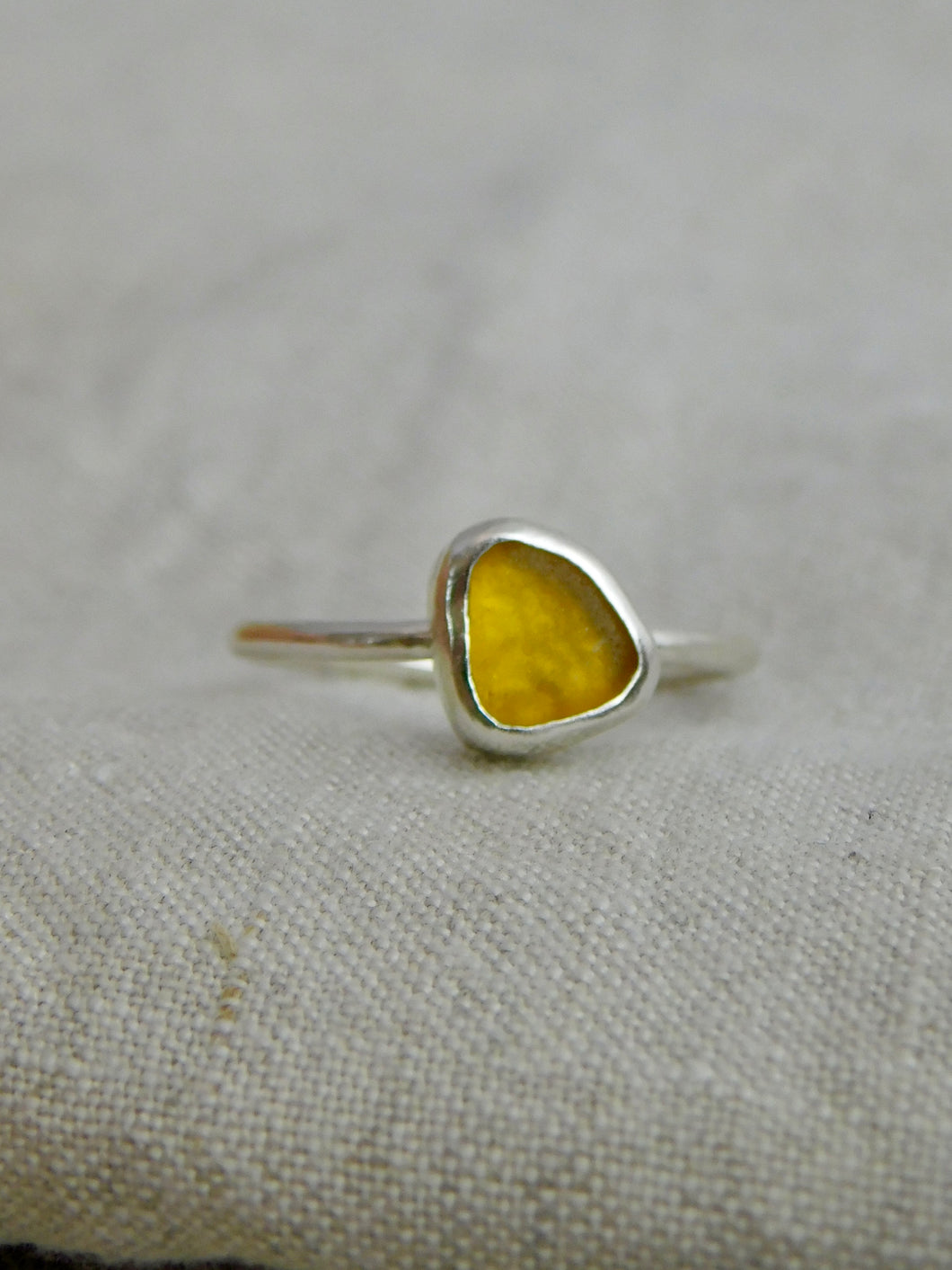 Ready To Wear Yellow Sea Glass Sterling Silver Stacking Ring