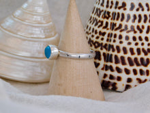 Load image into Gallery viewer, Bright Blue Aztec Stamped Sea Glass Sterling Silver Ring
