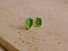 Load image into Gallery viewer, Light Green Sea Glass Sterling Silver Studs
