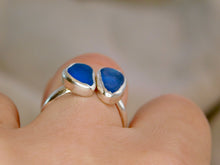 Load image into Gallery viewer, Blue Sea Glass Sterling Silver Cuff Ring
