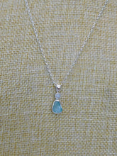 Load image into Gallery viewer, Aqua Sea Glass and Rainbow Moonstone Sterling Silver Pendant

