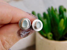 Load image into Gallery viewer, Aqua Sea Glass Brushed Sterling Silver Studs
