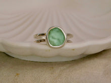 Load image into Gallery viewer, Aqua Sea Glass Double Sterling Silver Ring
