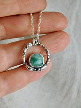 Load image into Gallery viewer, Emerald Sterling Silver Molten Hoop Pendant

