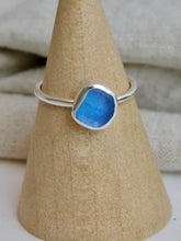 Load image into Gallery viewer, Ready To Wear Blue Sea Glass Sterling Silver Stacking Ring
