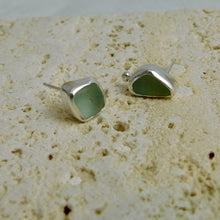 Load image into Gallery viewer, Sea Foam Sea Glass Sterling Silver Studs
