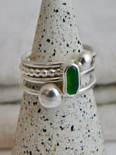 Load image into Gallery viewer, Ready To Wear Green Sea Glass Sterling Silver Stacking Ring
