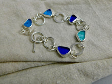 Load image into Gallery viewer, Multi Blues Sterling Silver Hoop Link Bracelet
